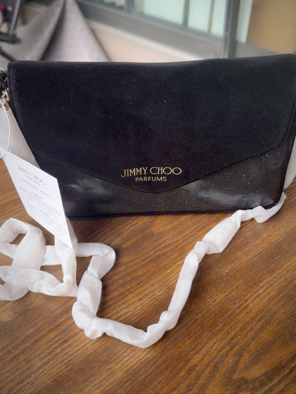 Jimmy Choo Black Suede & Sparkle Clutch